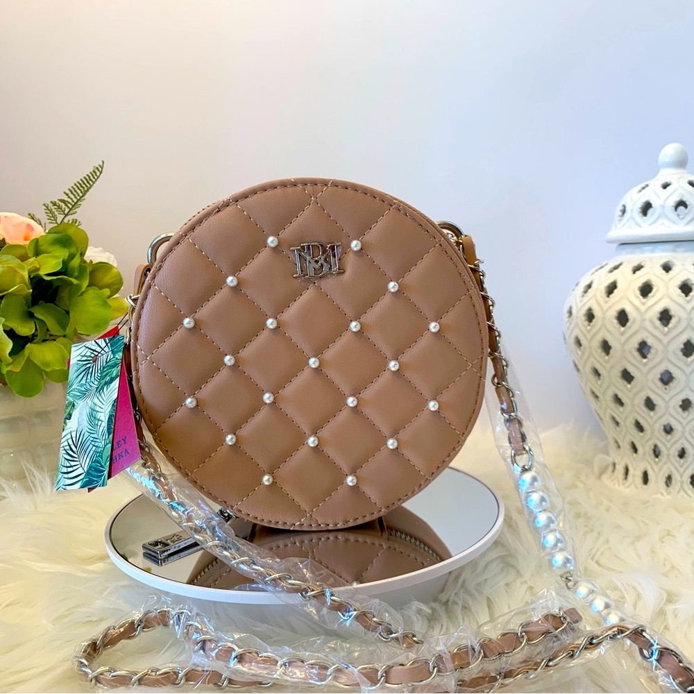 Badgley Mischka Round Studded and Quilted Bag NWT